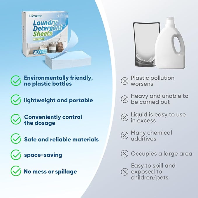 Laundry Detergent Sheets 150 Counts Travel Laundry Sheet ECO-friendly, 300 Small Loads Plastic-Free Clothes Washing Soap- Laundry Sheet Fresh Linen