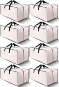 Cosy Family 8 Pack Heavy Duty Extra Large Moving Bags with Backpack Straps - Strong Handles & Zippers, Storage Totes For Space Saving, Fold Flat, Alternative to Moving Box (Set of 8, Clear)