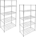 YSSOA Heavy Duty 5-Shelf Storage Shelves, 1750Lb Loading Capacity, 35.43" W x 17.72" D x 70.87" H Adjustable Shelving Unit with Wheels, Chrome, 2 Pack
