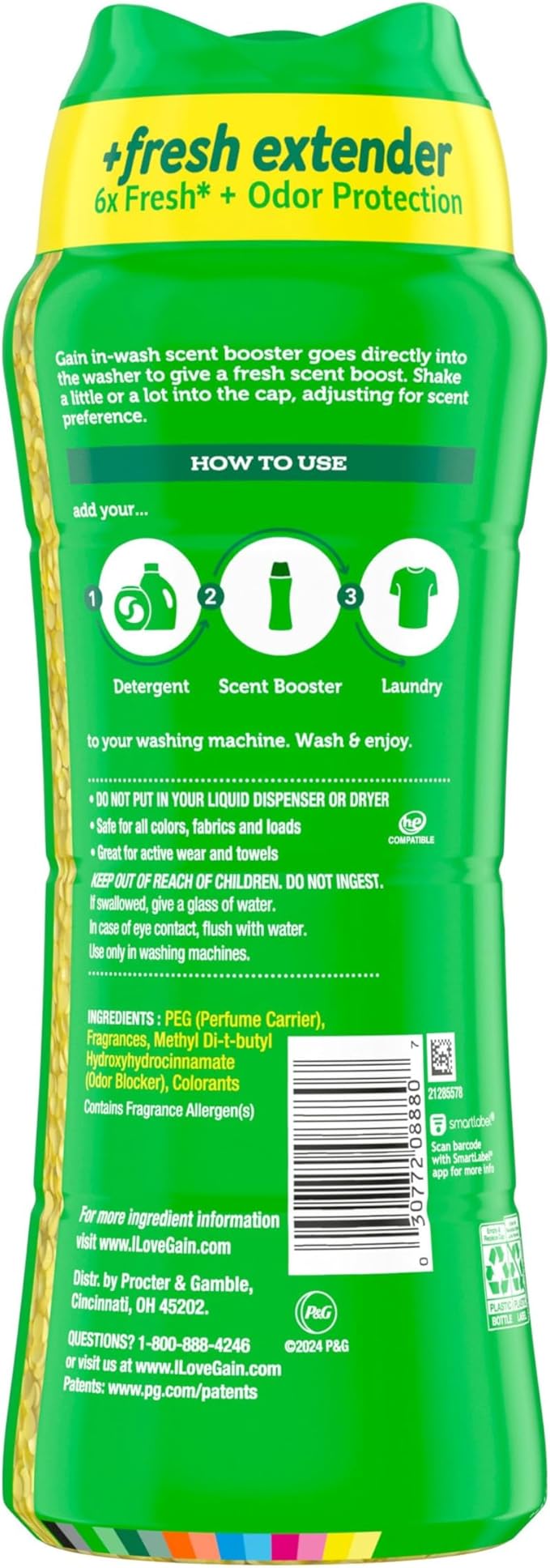 Gain In-Wash Laundry Scent Booster, Original Scent, 18.2 OZ, Fresh Extender + Odor Protection