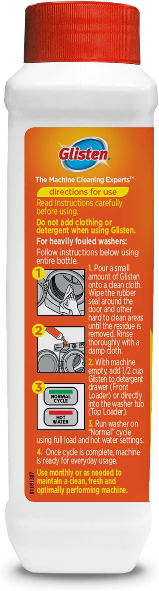 Glisten Washer Magic Washing Machine Cleaner and Deodorizer 2 Bottles and Plink Freshener Tabs 2-Pack