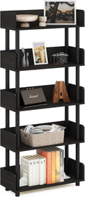Furinno TURN-N-TUBE 5-Tier Display Shelf, Storage Shelves, Book Shelf, Open Shelves with Rounded Corner Top Edges, for Organization and Storage, Living Room, Home Office, Espresso