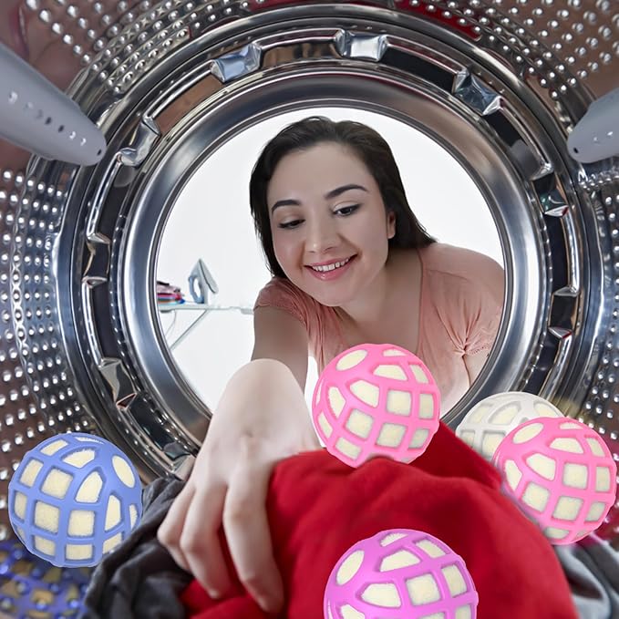 Dryer Balls – Patented Silicone Guard, Natural Wool Core, Super Anti-Tangle & Saves Drying Time, Reduces Static & Noise, Natural Fabric Softener, XL 3" Pack of 6