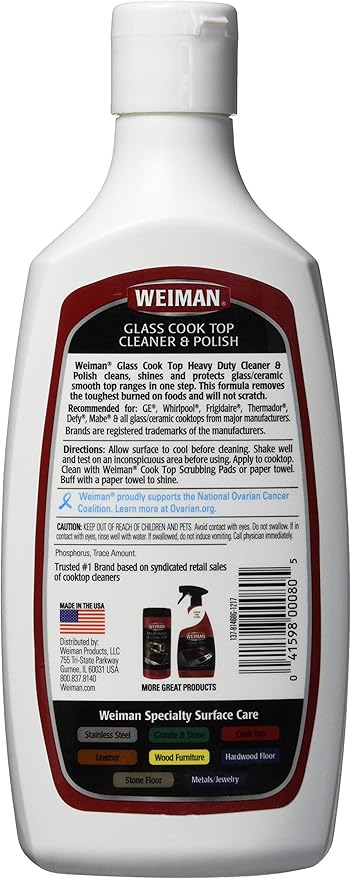 Weiman Cook Top Cleaner & Polish-Heavy Duty 20 fl oz - 6 pack