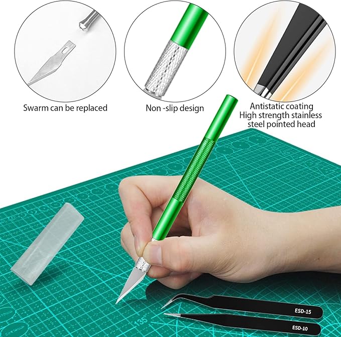 25pcs Precisio with Deburring Tool, Craft Knife,hand File,Carving Knife Suitable for sanding, carving, modeling, cutting, scraping,3D Printing Deburring kit
