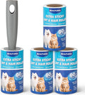 BEAUTURAL Lint Roller, Extra Sticky 360 Sheets for Pet Hair Removal, Dog and Cat Lint Remover 4 Pack, Upgraded Version
