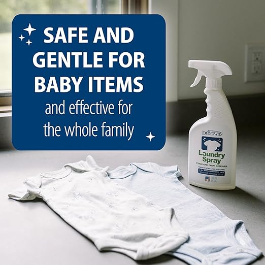 Dr. Brown's Laundry Spray Stain and Odor Remover for Baby Clothes, Hypoallergenic, Fragrance-Free, 16 fl oz, 3-Pack