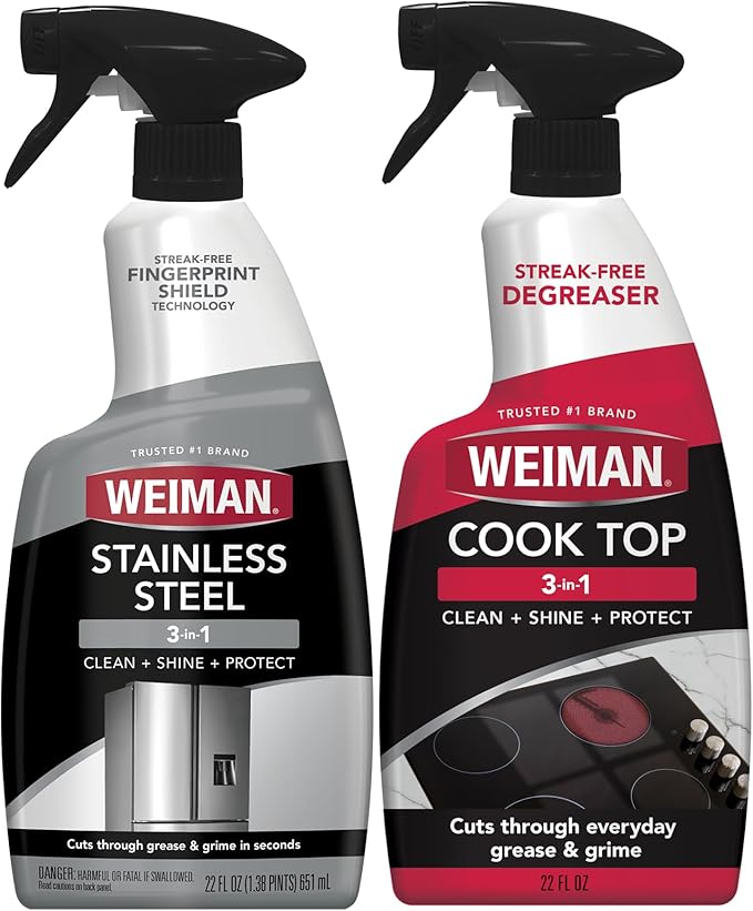 Weiman Stovetop Cleaner & Stainless Steel Cleaner - 22 Ounce - Daily Appliance Kitchen Cleaning Kit