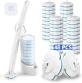 Disposable Toilet Brush and Holder Set with 48 Toilet Cleaner Refills，Toilet Wand Kit with Toilet Brush Refill Pads Disposable Toilet Cleaning System for Toilet Bowl，Bathtub，Bathroom - White