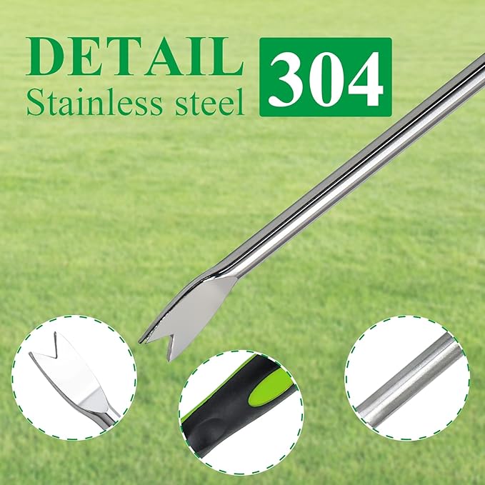 1 Pieces Hand Weed Puller Tool with Gloves, Stainless Steel Pronged Garden Weed Remover Tool, Garden Weeder Tool for Lawn Farmland Transplant Gardening Plant Tool