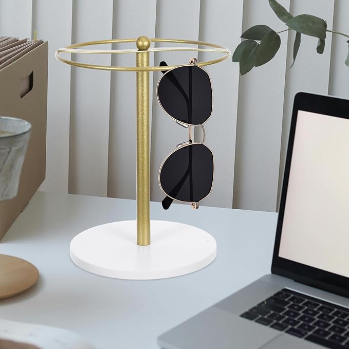 VICASKY Sunglasses Display Rack with Metal Frame and Pine Wood Base, Glasses Organizer Stand for Eyewear Storage and Desktop Display at Home Or Office