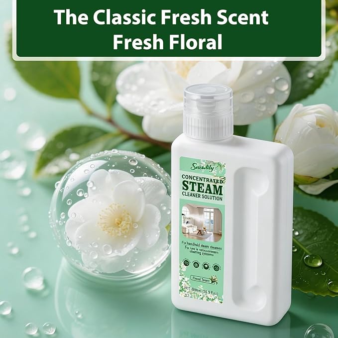 Snowlily 20X Concentrated Multi-Surface Steam Mop Solution for All Steam Mops & Machines – Cleans Floors, Curtains, Carpets & Fabrics, Fresh Floral Scent, 16.9 fl oz (Fresh Floral)