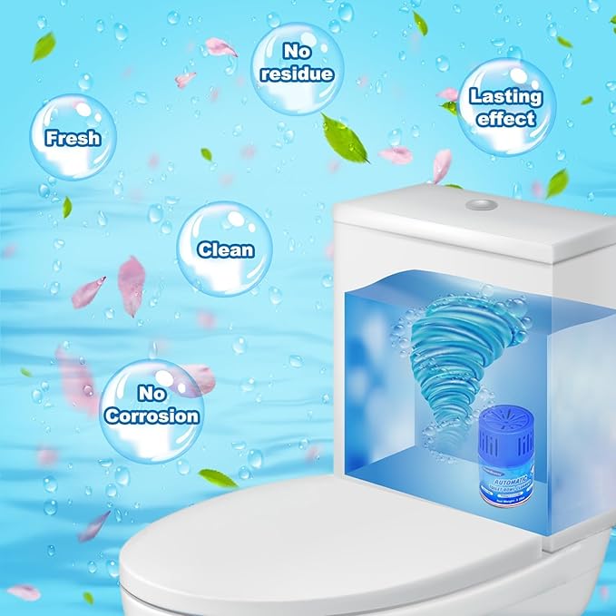 Toilet Bowl Cleaners 3 Bottles | Automatic Long-Lasting Blue Toilet Cleaner Tablets, Septic Safe Toilet Bowl Tablets in Bottles | Larger capacity | Prevent Stain Buil（2800 Flushes Each）