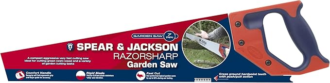 Spear & Jackson 4943BE/12 Razorsharp Garden Saw, Red/Blue