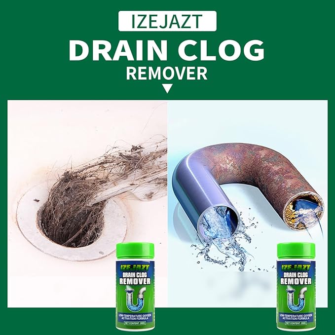 Drain Clog Remover Powder - Fast Acting Formula for All Drains, Kitchen, Bathroom, Sink & Shower - 100% Effective to Eliminate Hair, Grease, and Blockages - [1Pack ]