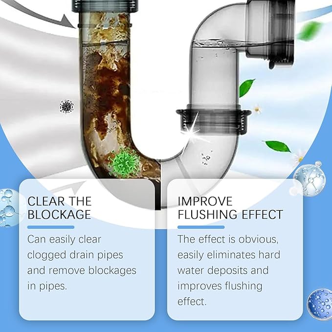 Drain Opener,Multipurpose Pipe Dredge Agent,Sink and Drain Pipe Dredging Powder,Powerful Pipe Dredging Agent for Unclogs Bathroom and Kitchen Sinks,Drains,Shower Pipes (1 Pcs)