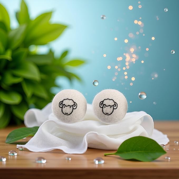2 Pcs Wool Dryer Balls, Reusable Laundry Balls Softener Washing Fleece Dry Kit Anti-Static Reduce Wrinkles and Save Time Drying Ball,Laundry House Supplies (with Pattern)