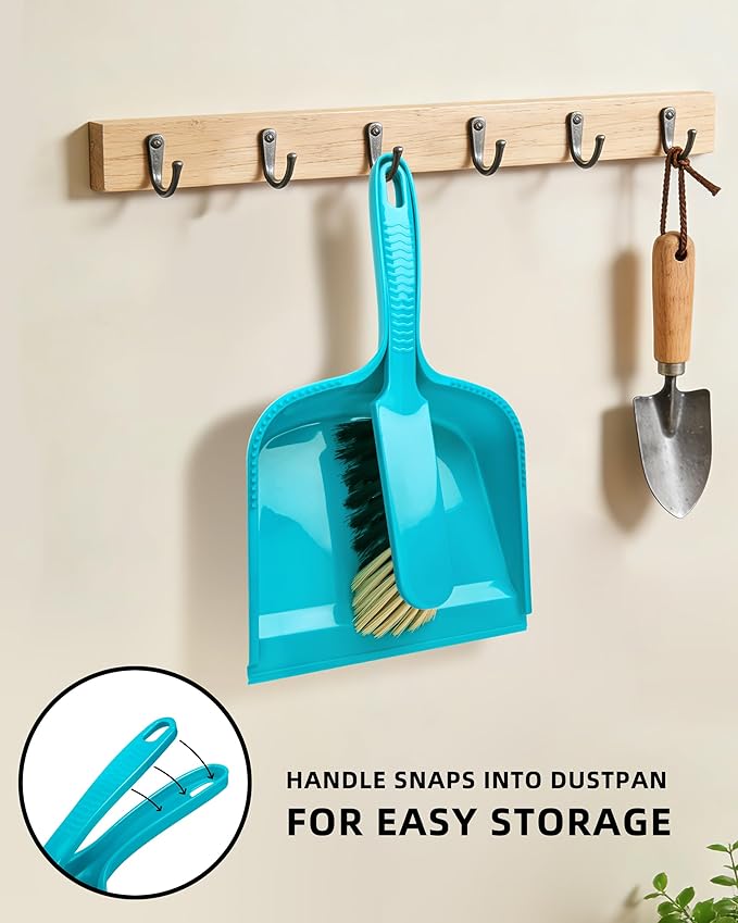 MR.SIGA Dustpan and Brush Set, Pack of 2 Set, Blue & Grey