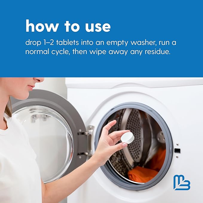 M3 Naturals Washing Machine Cleaner Tablets - Oxygen Based HE Top & Front Load Washer Cleaner and Deodorizer Compatible with LG Whirlpool & Most Major Brands - Removes Residue (1 Year Supply)