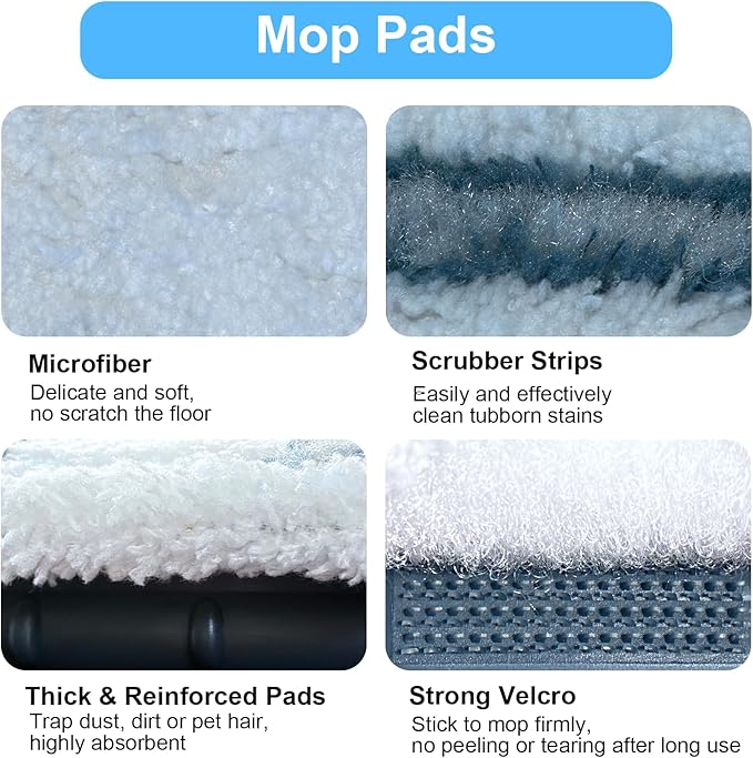 4 Pack Microfiber Flat Mop Head Refills for O-Cedar EasyWring & RinseClean Systems, Easy to Clean Corners, Ceilings, Walls
