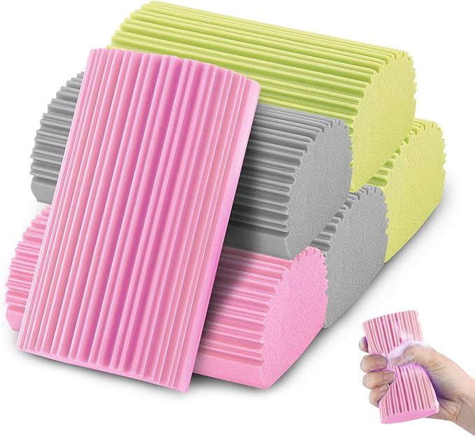 6 PCS Damp Duster Sponge, Magic Sponge Eraser, Reusable Household Cleaning Sponge Tool for Cleaning Dishes, Blinds, Glass, Baseboards, Vents,Glass, Railings, Mirrors