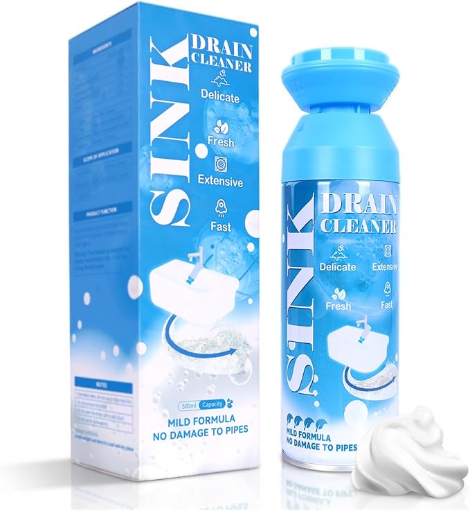 Foaming Drain Cleaner - Sink Cleaner and Deodorizer for Kitchen Sinks, Shower Drains, and Tubs, Monthly Maintenance to Avoid Clogs. (1pcs, sea blue)