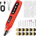 HARDELL Engraving Pen, Cordless Rechargeable Rotary Tool,5 Speed Engraver Pen For Metal, Wood, Plastic And Glass, Engrave 50+ Surfaces with 6 Carving Bit, 3 polishing bit, 20 Sandpaper, 4 Stencils