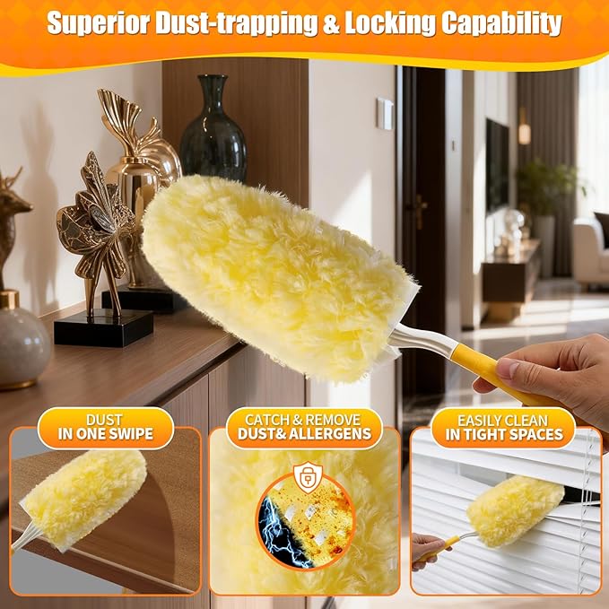 30 Count 360° Heavy Duty Duster Refills, Compatible with Swiffer Duster, Larger Size Disposable Electrostatic Microfiber Dusters, 4X Thick Cleaning Dusters, Unscented