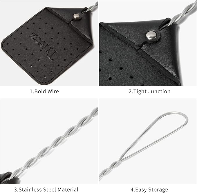 Trieez 2 Pack Sturdy Leather Fly Swatter - 17.5” Heavy Duty Flyswatter with Durable Metal Handle, Rustic Bug Swatter for Flies, Bees, and More - Black