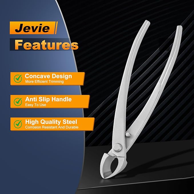 8 inch Concave Cutter, Stainless Steel Cutter for Bonsai & Gardening Pruning, Supplied By Jevie (Diagonal)