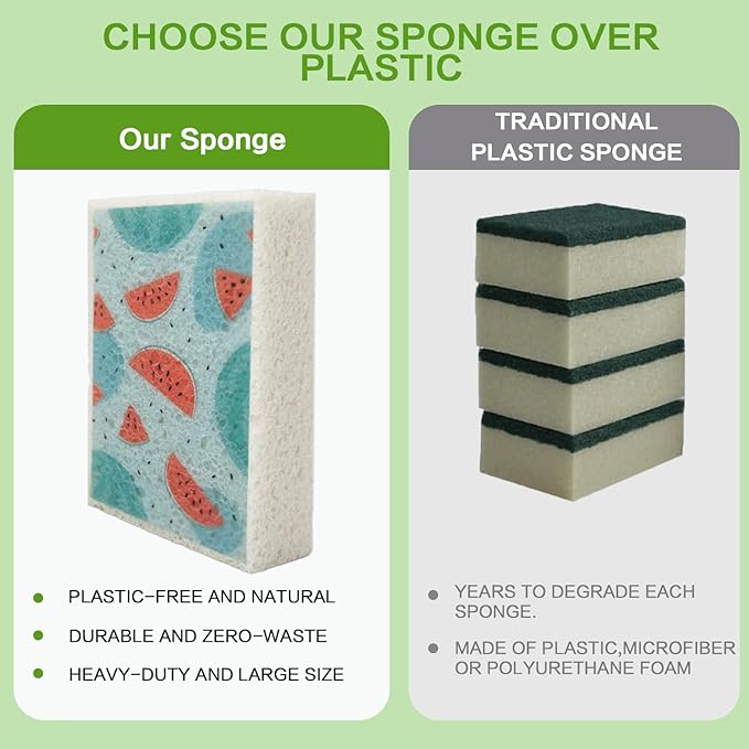 Scratch Scrub Sponge, 6 Kitchen Sponges for Cleaning Around the Home, Bathroom & More, Large Size Scratch-Free Dish Scrubber, Best for Nonstick Pots and Pans (4" x 6" x 1",Watermelon