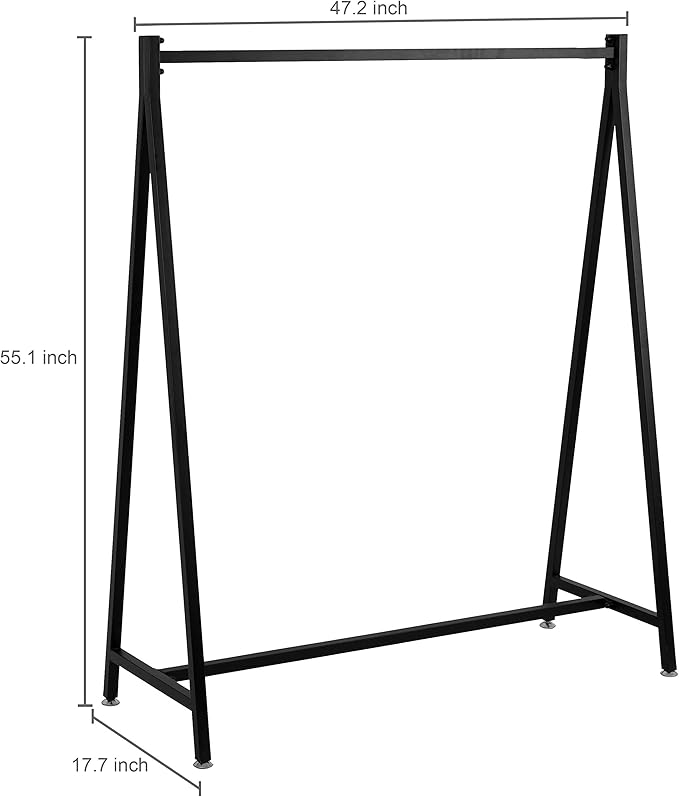 MyGift 47 Inch Modern Black Heavy Duty Metal A-Frame Wardrobe Clothing racks for hanging clothes, Commercial Grade Freestanding percheros para colgar ropa for Bedroom Closet Clothes or Retail Display