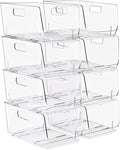 Sorbus Stackable Storage Bins Open Front, Clear Stackable Storage Bins, Pantry Bins for Storage and Organization, Acrylic Stackable Bins for Kitchen, Clear Pantry Organizer Bins (Medium 8 Pack)
