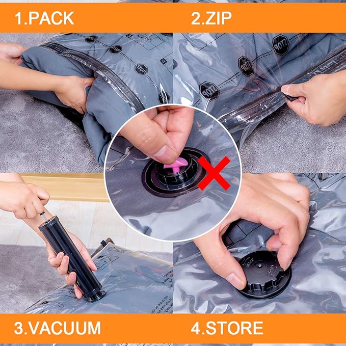 GONGSHI Vacuum Storage Bags, Space Saver Seal Bags For Clothing, Blankets, Comforters, Pillows, Clothes Storage,Travel Luggage.10 Jumbo