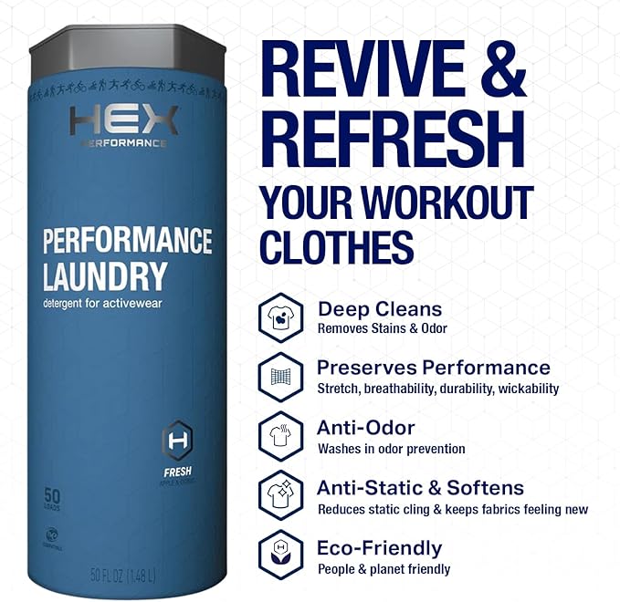 HEX Performance Laundry Detergent, Fresh & Clean, 100 Loads (Pack of 2) - Designed for Activewear, Eco-Friendly, Concentrated Formula