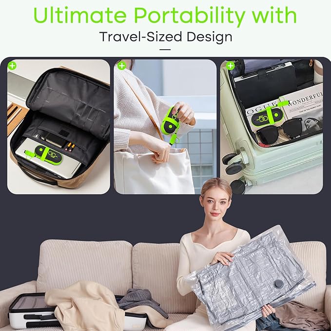 Vacbird 9 Pack Travel Vacuum Storage Bags with USB Electric Pump, Carry-on Size Space Saver Bags for Clothes and Clothing Travel，Compression Packing for Luggage and Suitcase