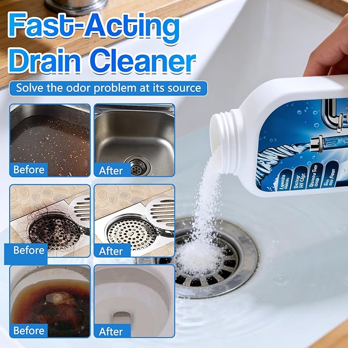 Drain Cleaner for Kitchen, 2026 New Strong Pipeline Dredging Agent, Fast Dissolves, Sink and Drain Cleaner Powder, Powerful Grease Dissolver for Bathroom