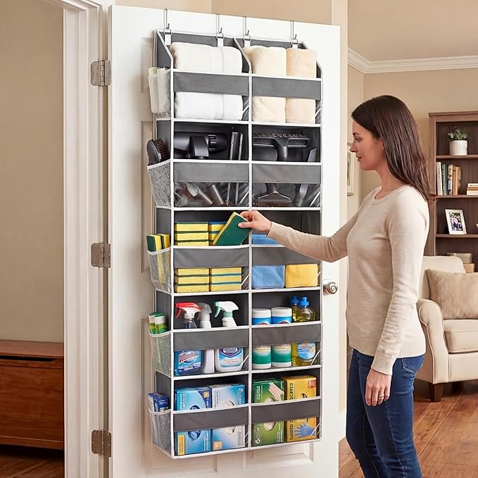 Over the Door Organizer 5 Tiers, Extra Large Behind Door Storage of 10 Compartments, 80 lbs Weight Capacity Over Door Organizer, Door Hanging Organizer for Closet, Diaper Organizer, Room storage