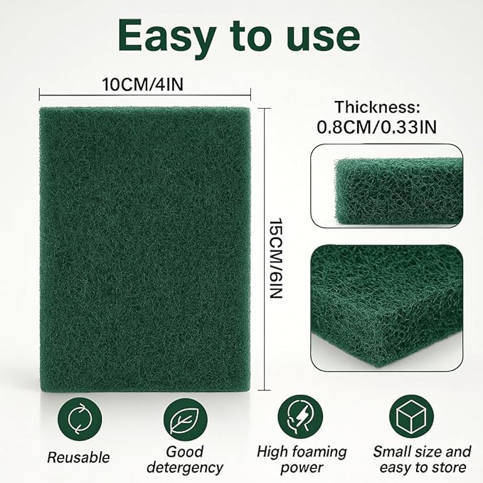 6-Pack Heavy-Duty Scouring Pads, Power Scrub Multi-Surface Scratch-Free 6"x4" in for Kitchen, Bathroom, Grill & Oven Racks