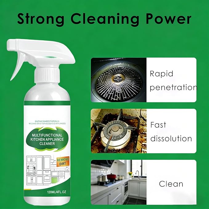 Multifunctional Kitchen Appliance Cleaner, Bonachtats Multi Function Kitchen Cleaner Spray, Remove Dirt, Gentle on Surfaces, Degreaser for Stove, Oven, Microwave & Stainless Steel (1)