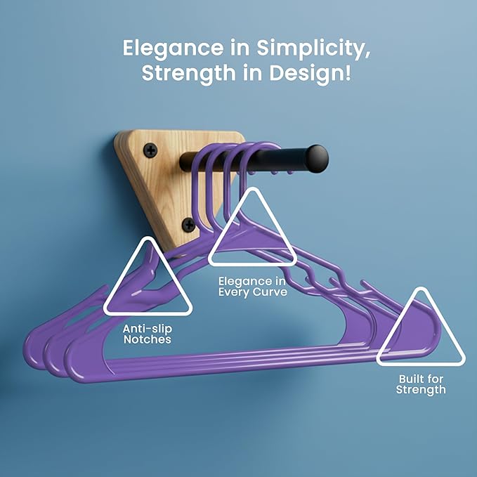 Utopia Home Plastic Hangers 50 Pack - Perfect Space Saving Clothes Hanger - Durable and Strong - Perfect Closet Organizers with Shoulder Grooves (Purple)