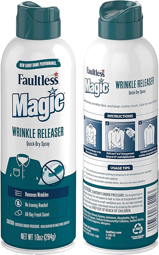 Magic Wrinkle Releaser (2 Pack) Say No to Ironing, Perfect for Travelers, Moms or Those On The Go, Static Electricity Remover + Fabric Refresher + Odor Eliminator + Wrinkle Remover, Fresh Scent