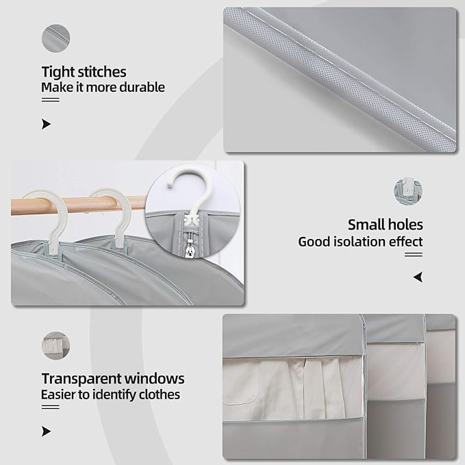 Suit Bags for Closet Storage, 43" Garment Bags for Hanging Clothes(Set of 4, 23.3'' X 43'')