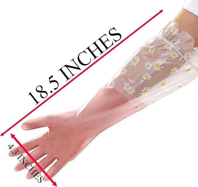 Dishwashing Cleaning Gloves Tear-Resistant Rubber Household Cleaning Gloves with Long Elastic Cuffs for Chores