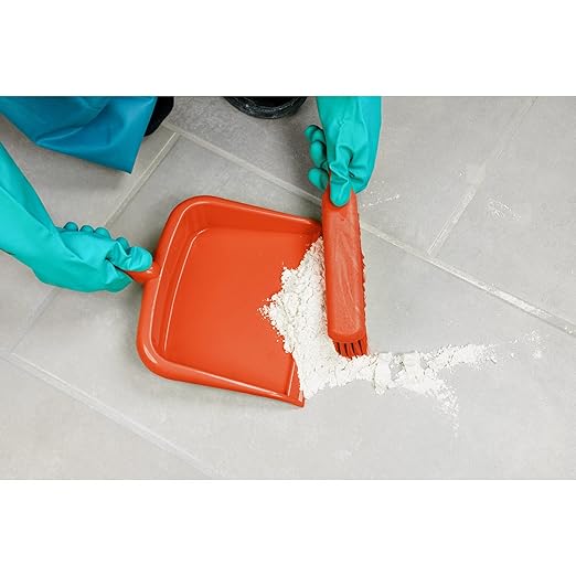 SPARTA Large Handheld Dustpan with Hanging Hole, Heavy-Duty Plastic Dustpan with Wide Lip for Countertops and Surfaces, Plastic, 10 Inches, Orange, (Pack of 12)