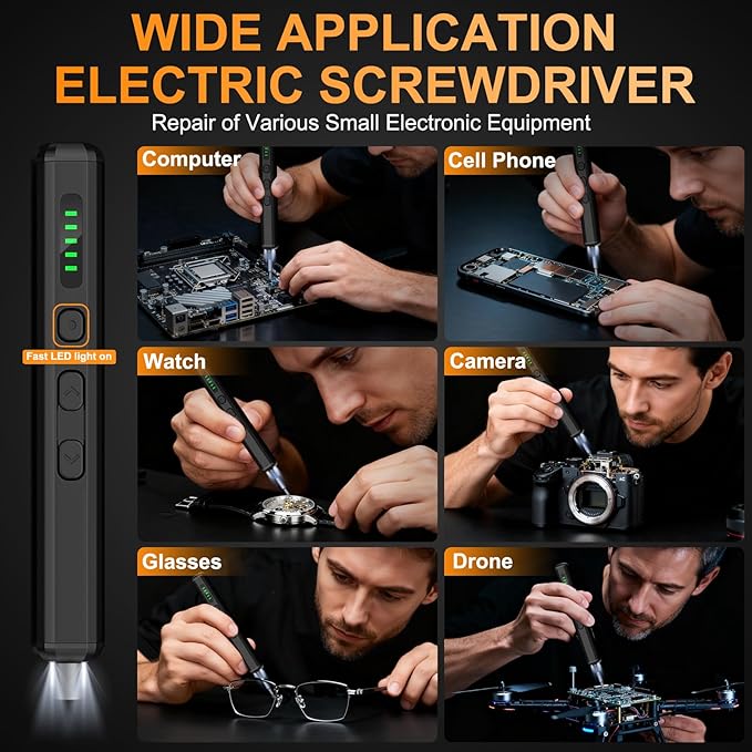 Mini Electric Screwdriver, 3.7V Precision Screwdriver Set Cordless Screwdrivers Rechargeable 72 In 1 Magnetic Bit Repair Tech Tool Kit for Electronics Computer Phone Laptop Camera RC Car Watch Glasses