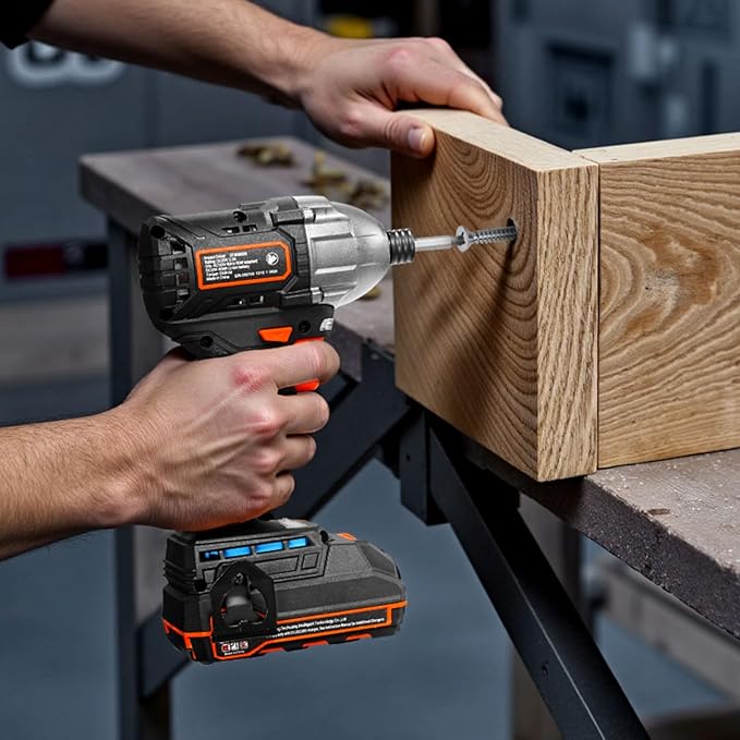 VEVOR Impact Driver, 1/4 Inch, 2800 RPM Max Speed, 20 V Brushless Motor, Electric Cordless Impact Driver Kit with Battery and Charger, 20 Bits, LED Work Light, for Furniture, Electrical, Home Repairs