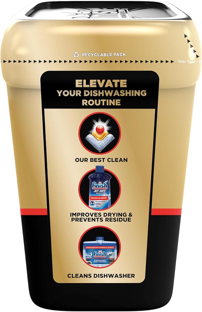 Finish Ultimate Quantum Dishwasher Pods, New & Improved Formula, Dishwasher Detergent Dish Soap, Removes Burnt-On & Dried-On Stain, Degreasing & Scrubbing Power, Lemon Scent, 38 Count