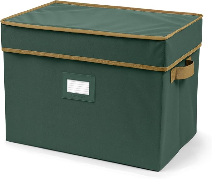 Covermates Keepsakes - Storage Box - Heavy Duty Polyester - Reinforced Handles - ID Window - Indoor Storage - Closet Storage, Green