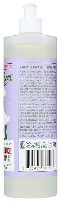 REBEL GREEN Lavender & Grapefruit Super Deluxe Dish Soap, 16 FZ